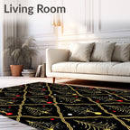 Golden Christmas Tree Trellis Abstraction Rug