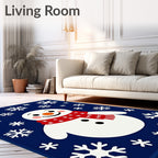 Joyful Snowman Red Scarf Snowflake Shower Rug
