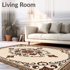 Traditional Brown Floral Center Medallion Rug