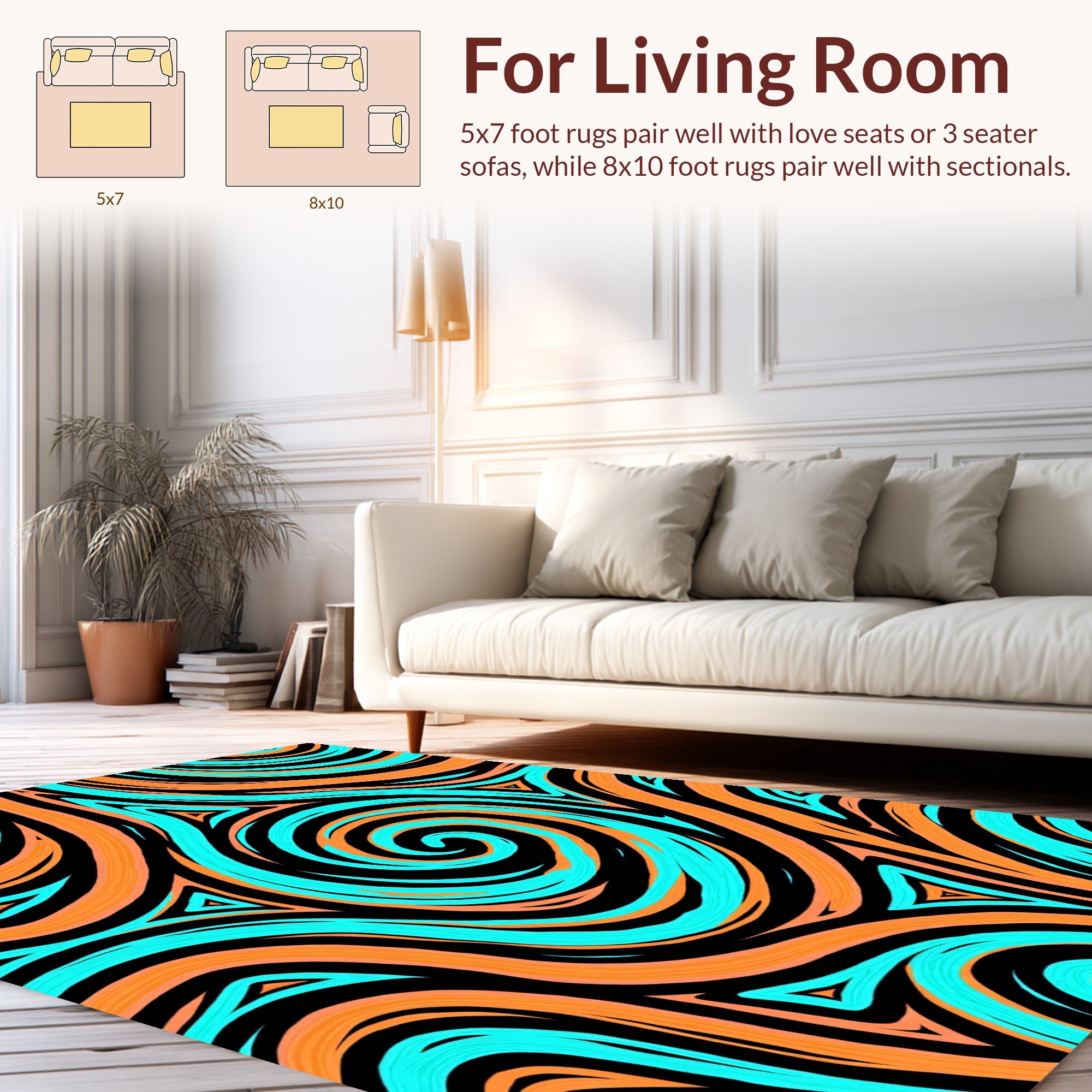 Vibrant Swirl Geometric Pattern Rug