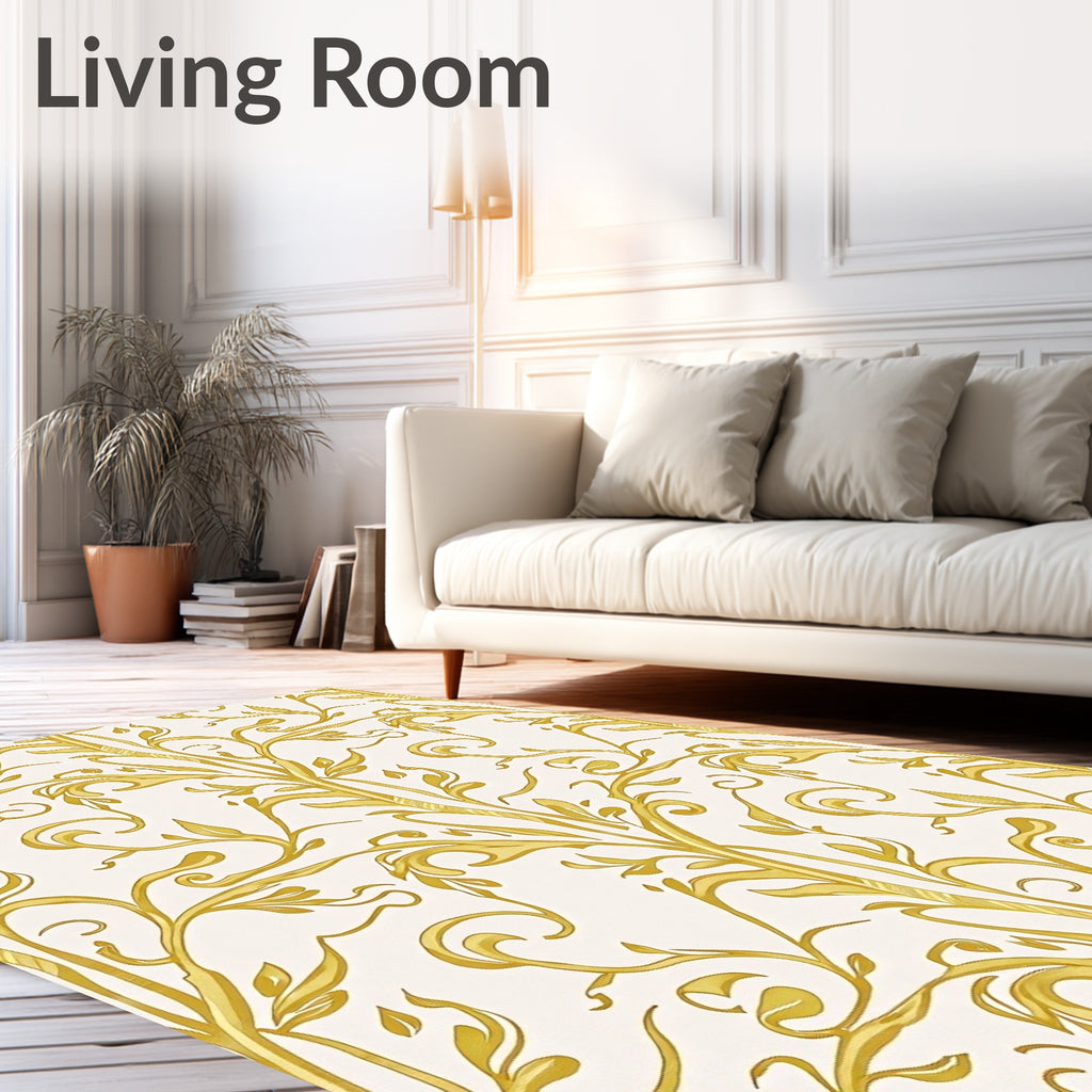 Golden Swirl Vine Pattern Rug