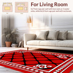 Red Black Geometric Tile Pattern Rug