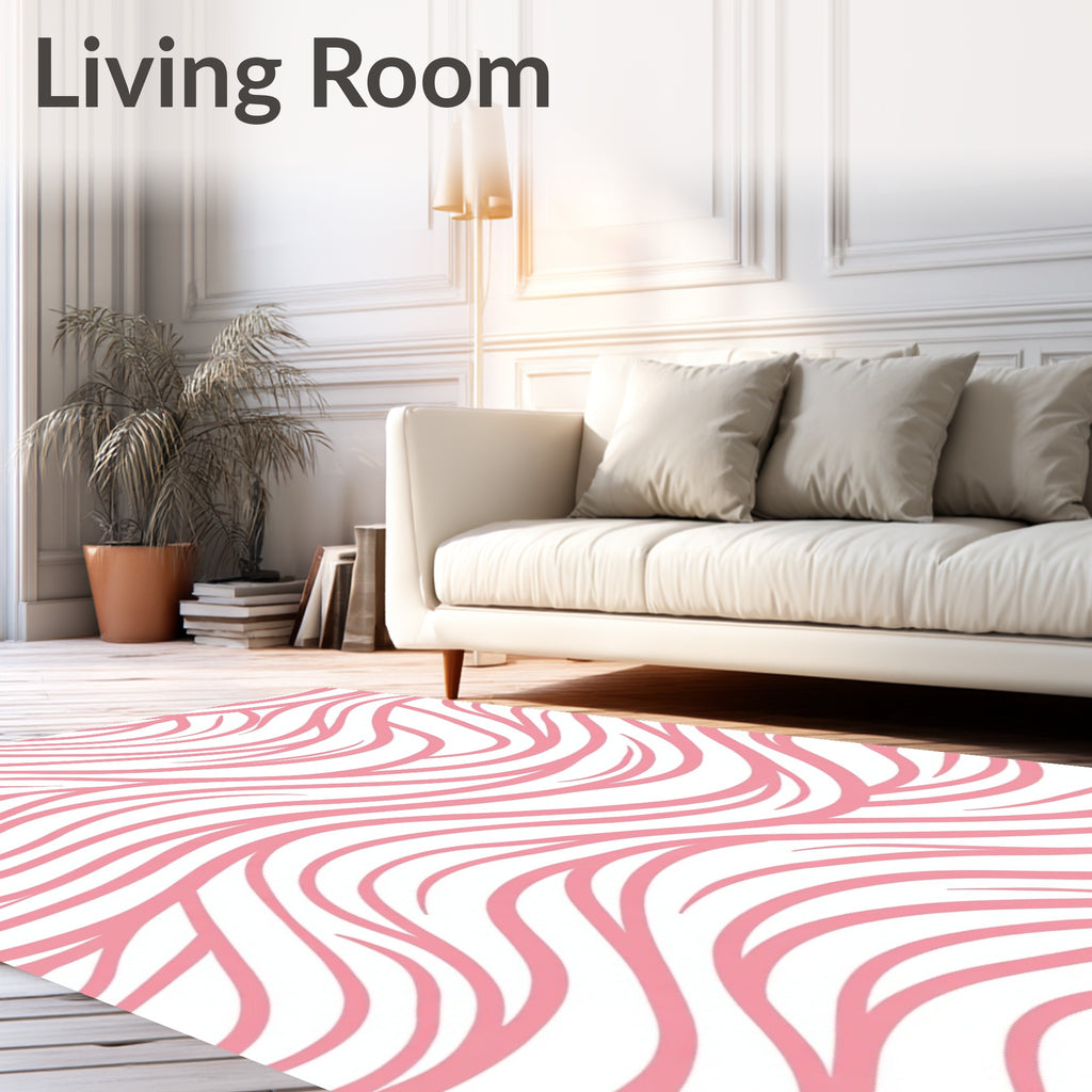 Delicate Pink Wavy Lines Design Rug
