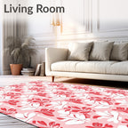 Red White Floral Pattern Design Rug