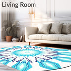 Cool Blue Teal Geometric Mandala Rug
