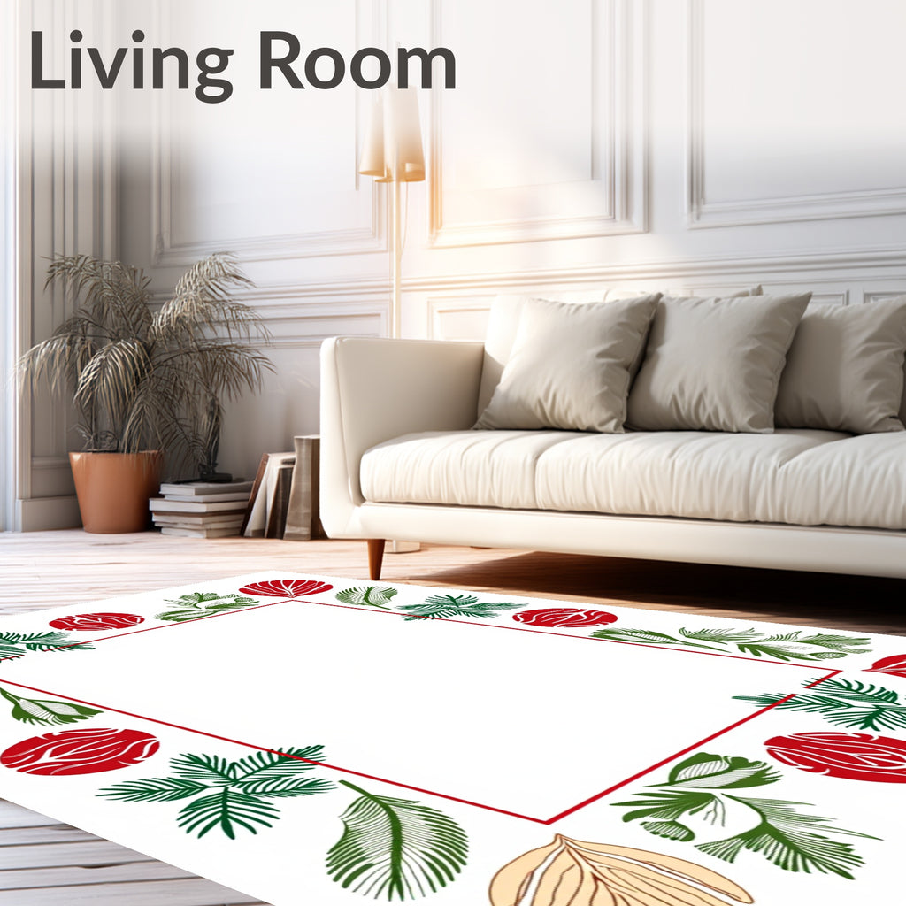 Organic Fern Leaf Border Rug
