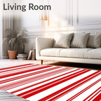 Red White Stripe Pattern Design Rug