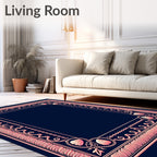 Coastal Shell Detailed Ornate Border Rug