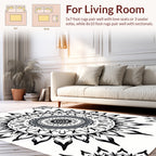 Monochromatic Mandala Sunburst Pattern Design Rug