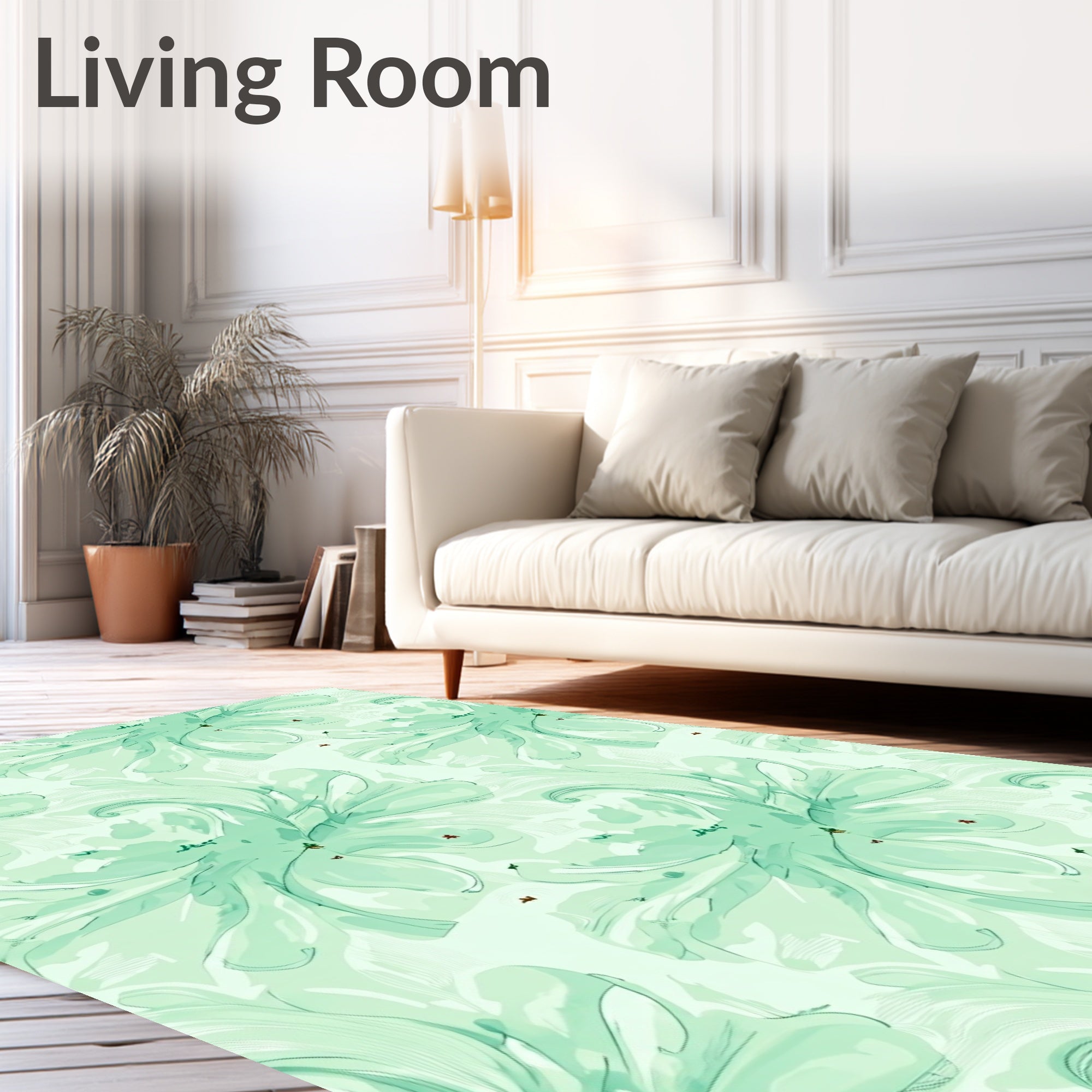 Abstract Floral Whimsical Teal Pattern Rug