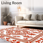 Red Floral Classic Medallion Design Rug