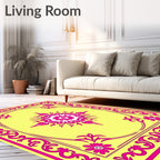 Vibrant Floral Scrollwork Medallion Rug
