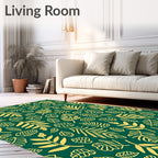 Leaf Pattern Botanical Gold Design Rug