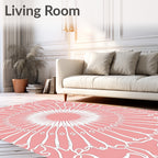 Pink Abstract Sunburst Pattern Rug