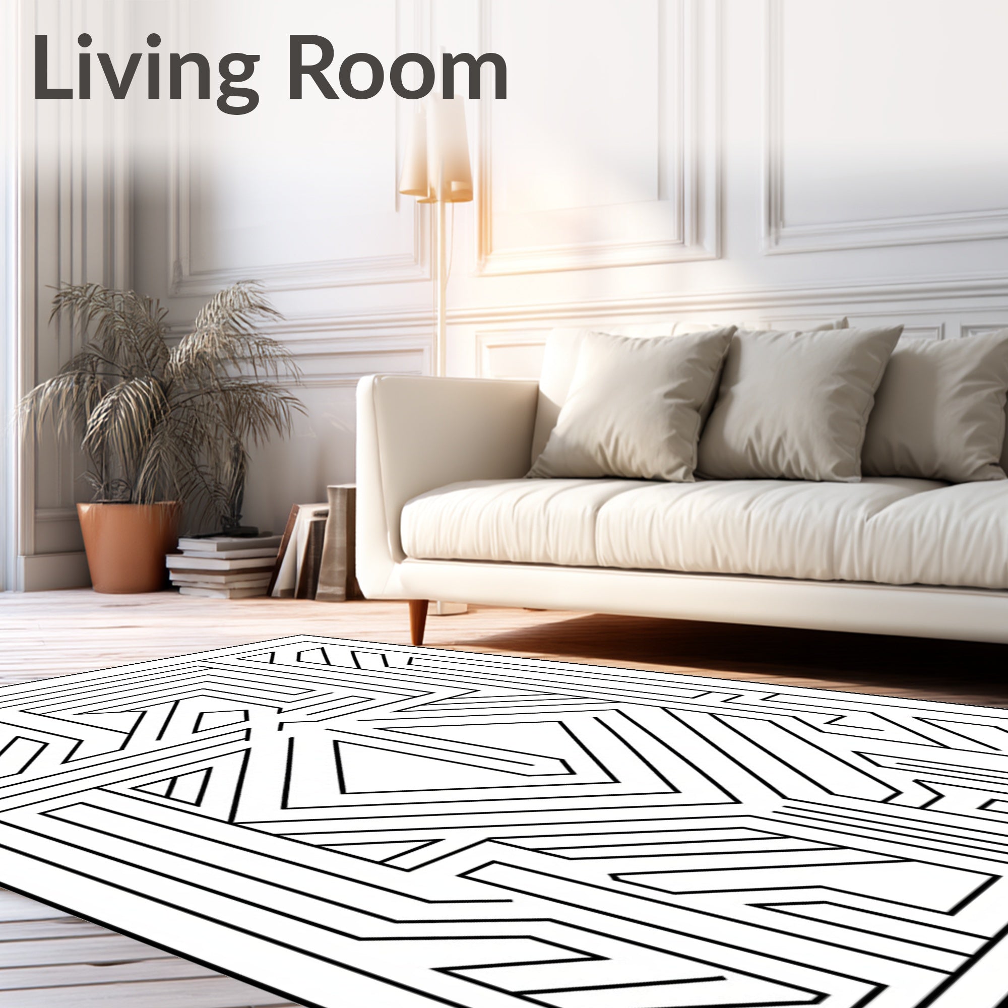 Modern Geometric Maze Pattern Rug