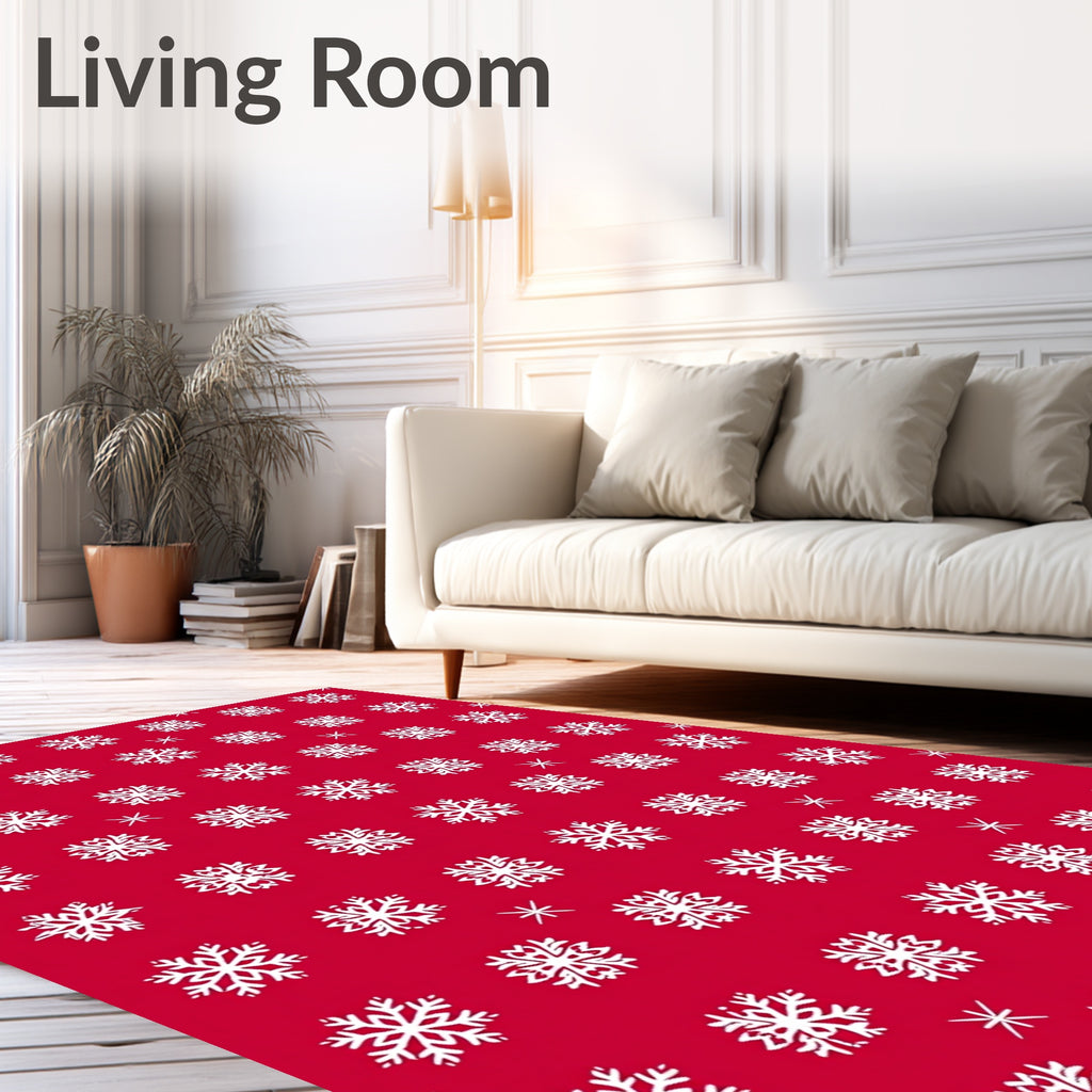 Red Snowflake Pattern Rug