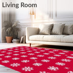 Red Snowflake Pattern Rug