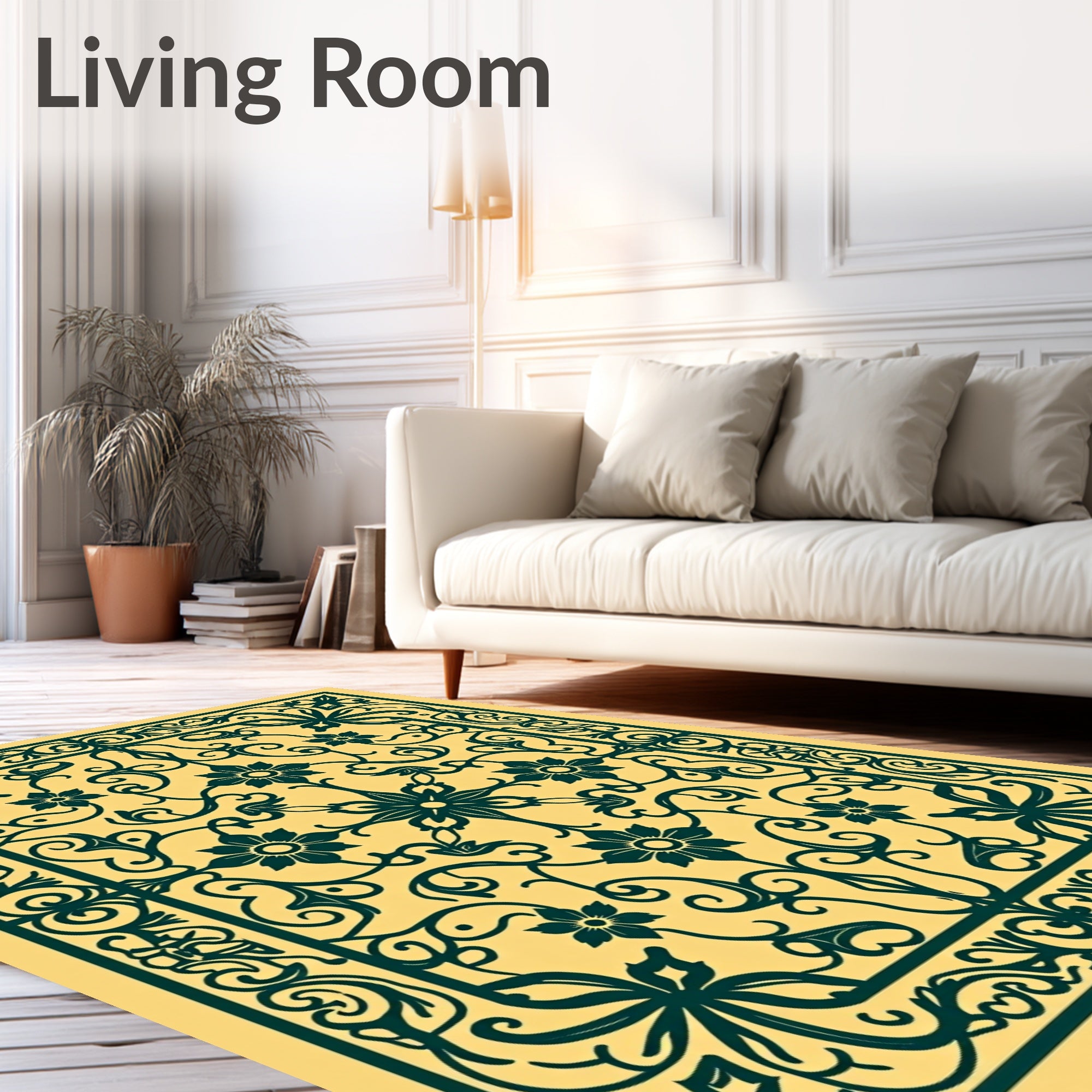 Ornate Floral Scrollwork Antique Pattern Rug
