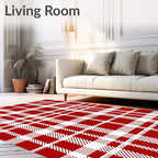 Classic Red White Plaid Pattern Rug