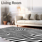 Bold Black White Stripe Pattern Rug