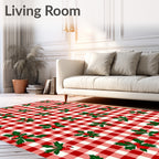 Red White Holly Berry Gingham Rug
