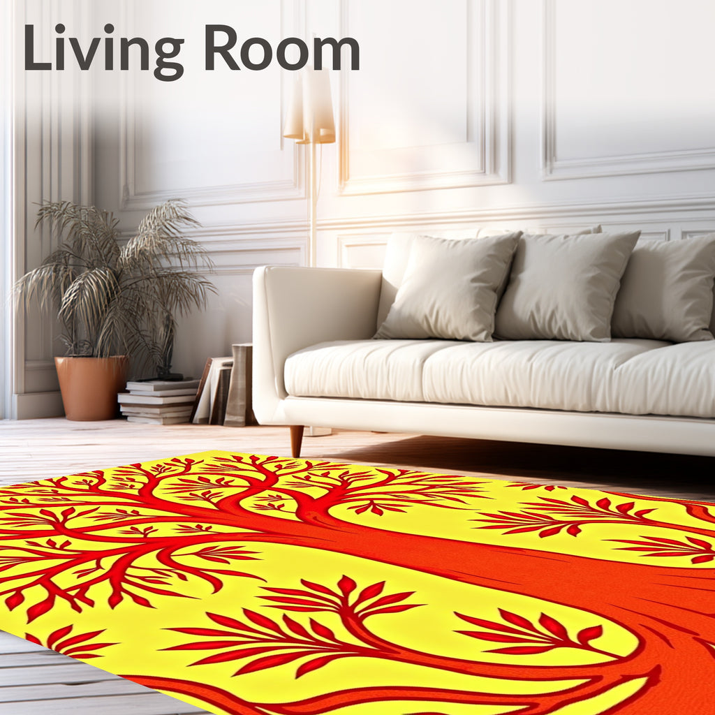 Crimson Tree Patterned Design Rug