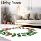 Festive Holly Berry Wreath Design Rug