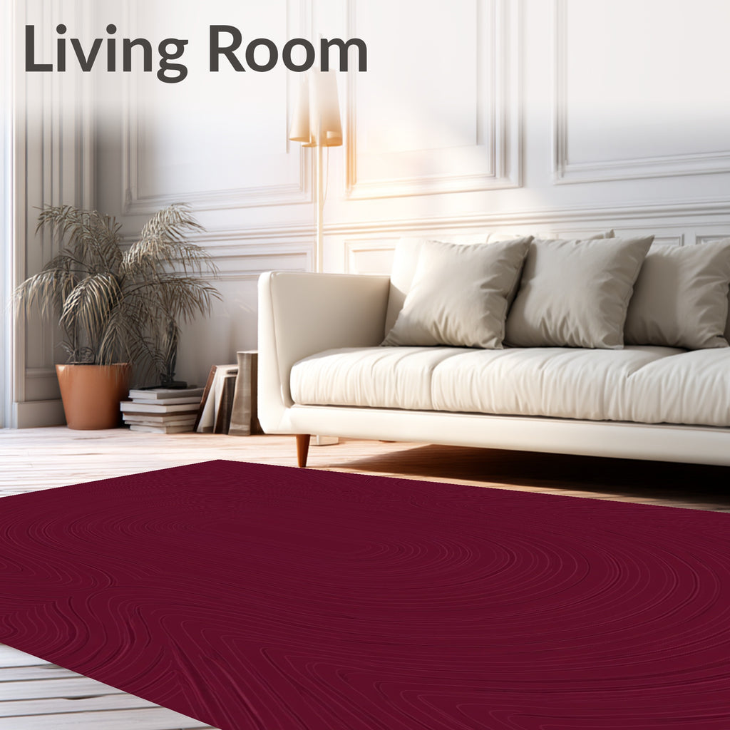 Maroon Abstract Curved Lines Rug