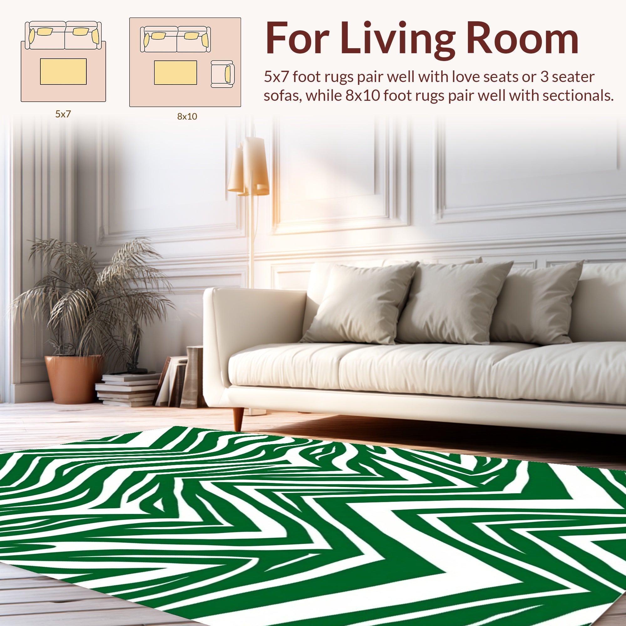 Green Zebra Stripe Pattern Rug