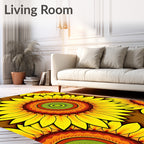 Vibrant Sunburst Mandala Pattern Rug