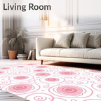 Pink Roses Swirls Design Rug