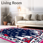 Crimson Cardinals Snowy Forest Border Rug