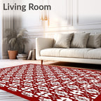 Ornate Red White Patterned Textile Rug