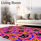 Whimsical Halloween Cats Pumpkins Pattern Rug