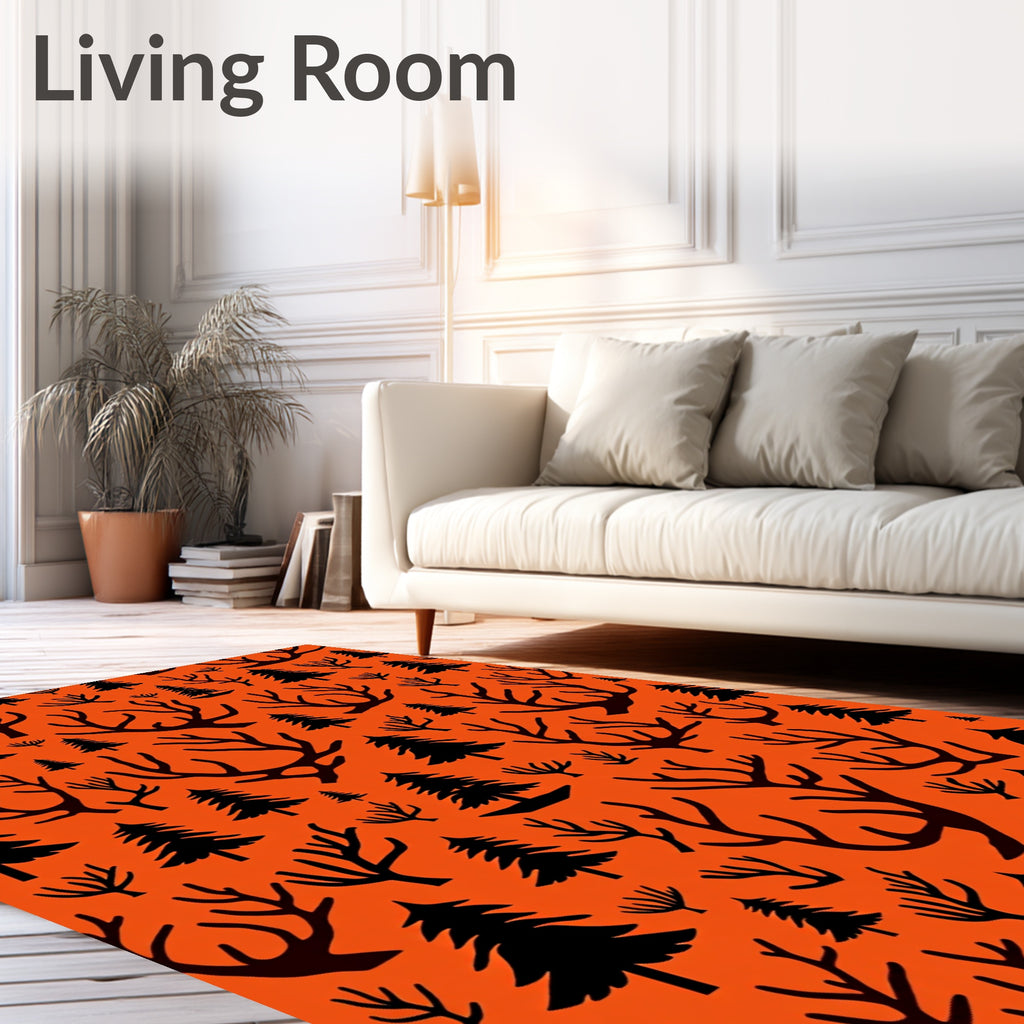 Forest Winter Antler Pattern Rug