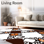 Abstract Orange Swirls Diamond Pattern Rug