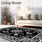 Gothic Black White Skull Detailed Rug