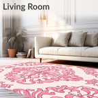 Pink Baroque Floral Pattern Design Rug
