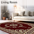 Elegant Red Floral Scrollwork Rug