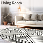 Modern Black White Geometric Design Rug