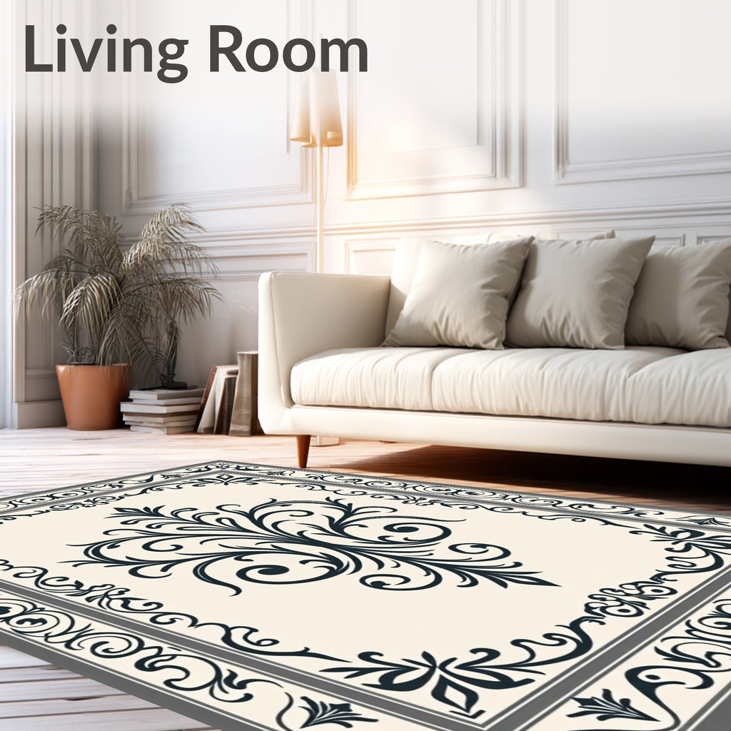 Classic Ornate Floral Damask Design Rug