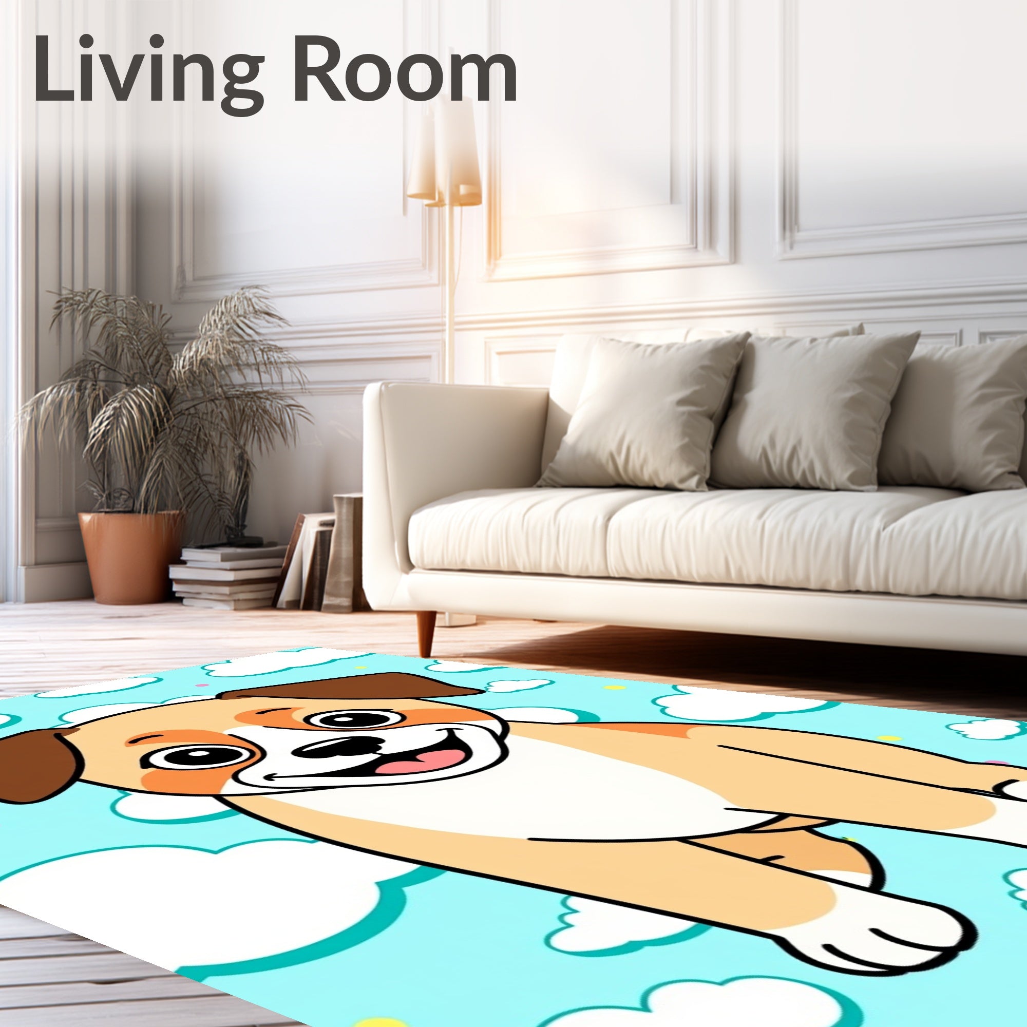 Cute Puppy Sky Clouds Rug