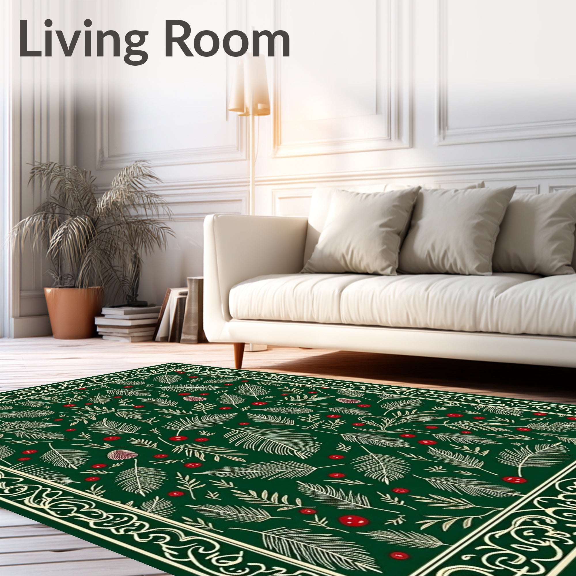 Festive Foliage Berry Pattern Rug