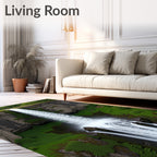 Majestic Waterfall Verdant Cliffs Rug