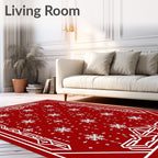 Snowflake Geometric Pattern Red Rug