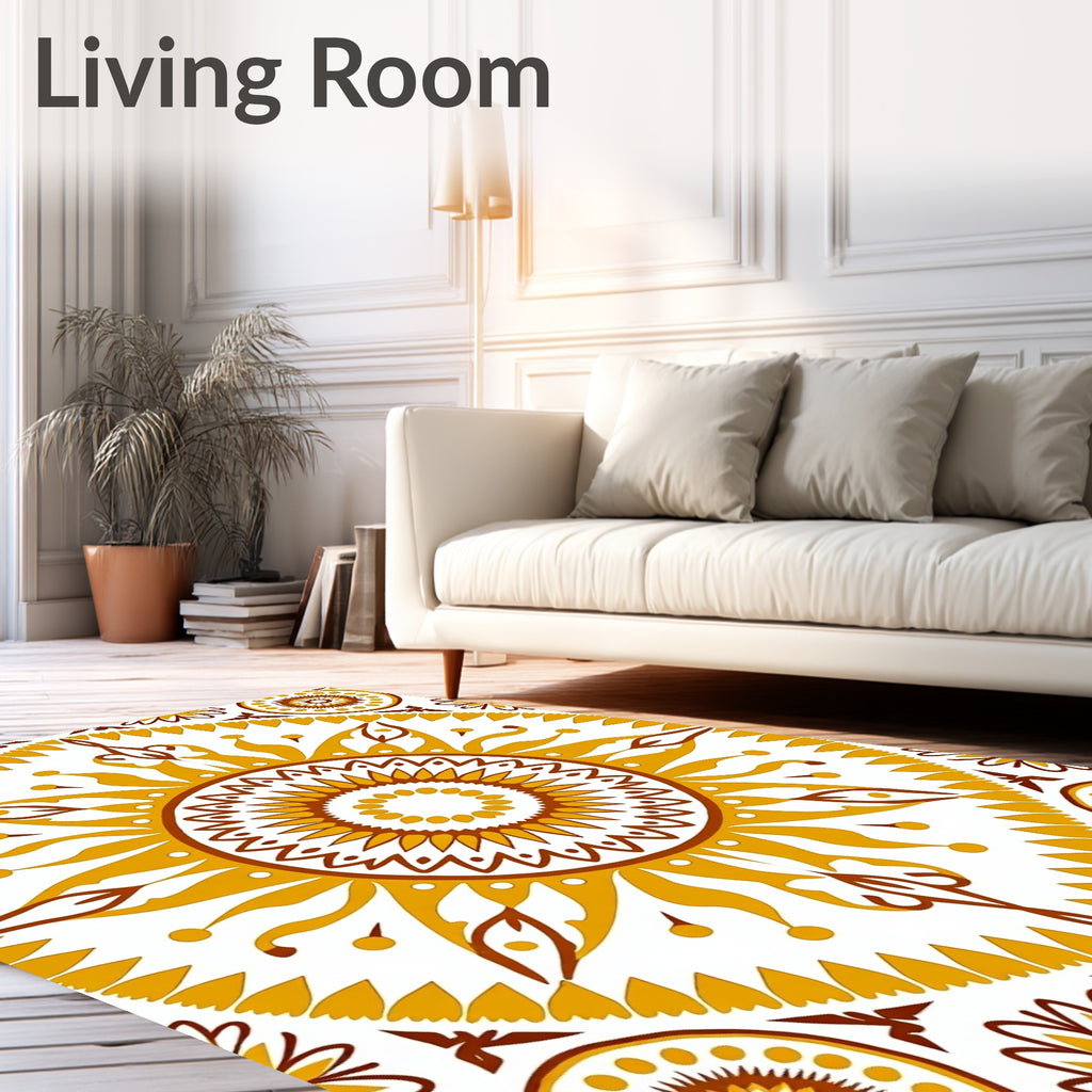 Sunburst Inspired Geometric Mandala Rug