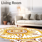 Sunburst Inspired Geometric Mandala Rug