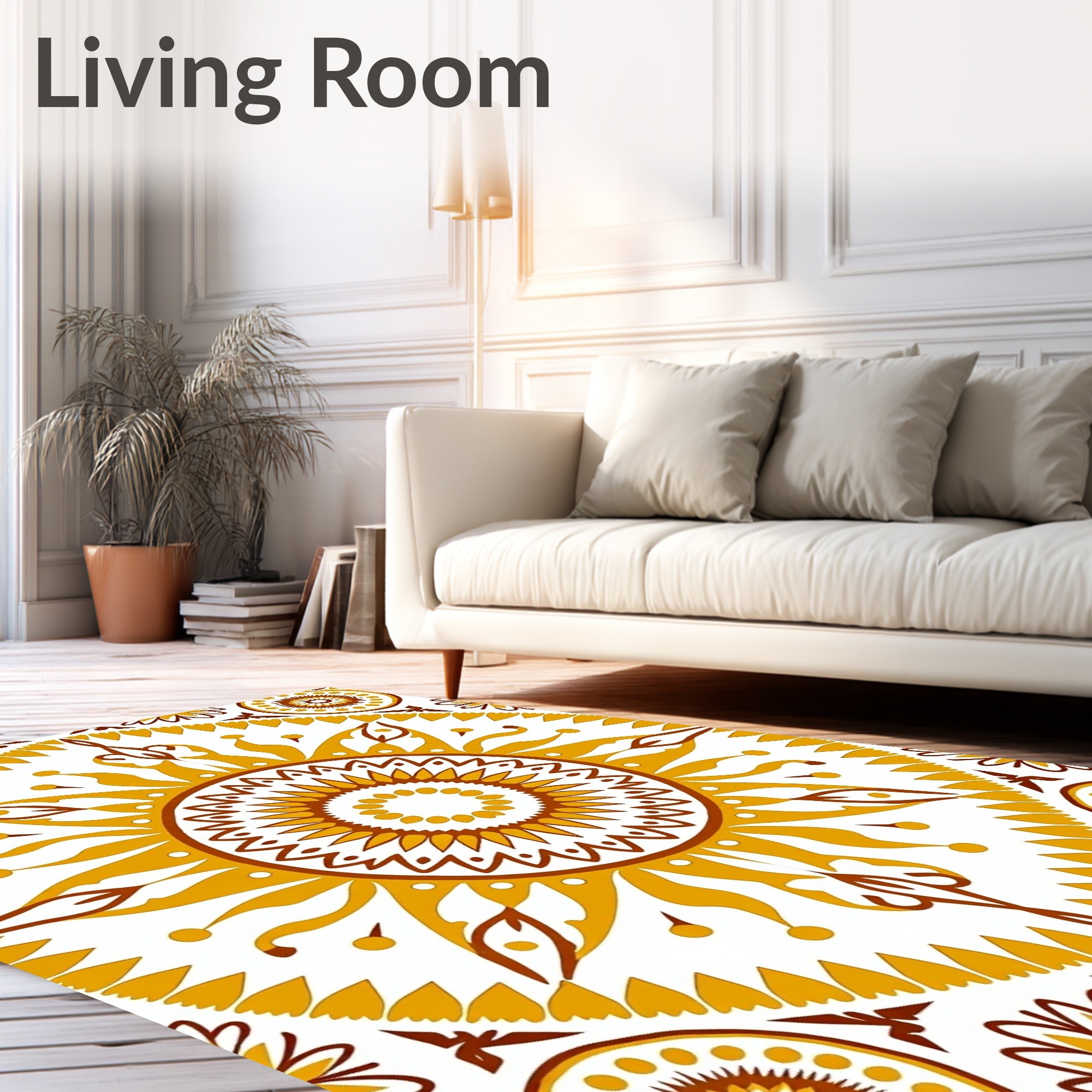 Sunburst Inspired Geometric Mandala Rug