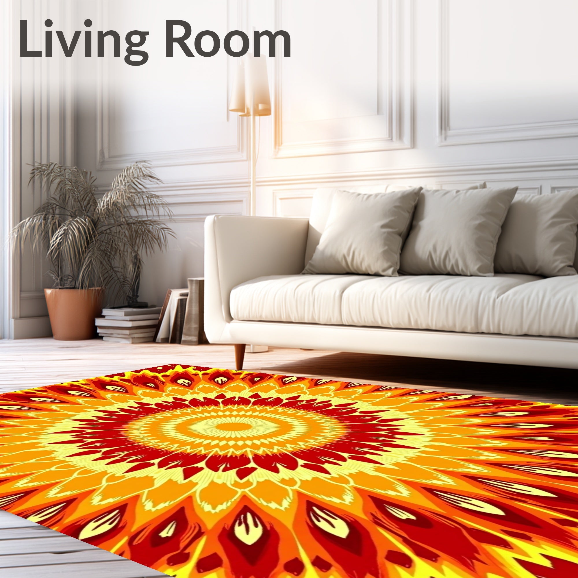 Radiant Sunburst Kaleidoscopic Pattern Rug