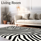 Black White Zebra Stripe Patterned Rug